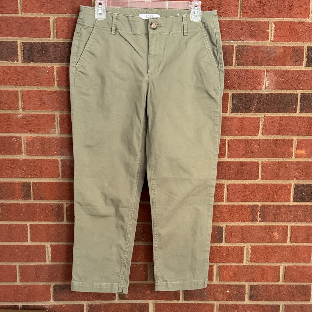 LOFT 6 Petite Slim Sage/Olive Straight Cropped Chinos